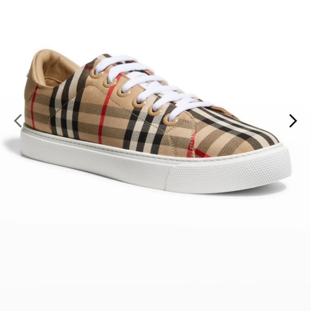 Burberry Tan Check Plaid Sneakers